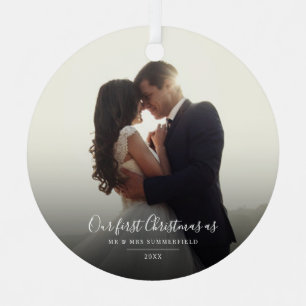 Our First Christmas as Mr and Mrs Wedding Photo Metal Tree Decoration
