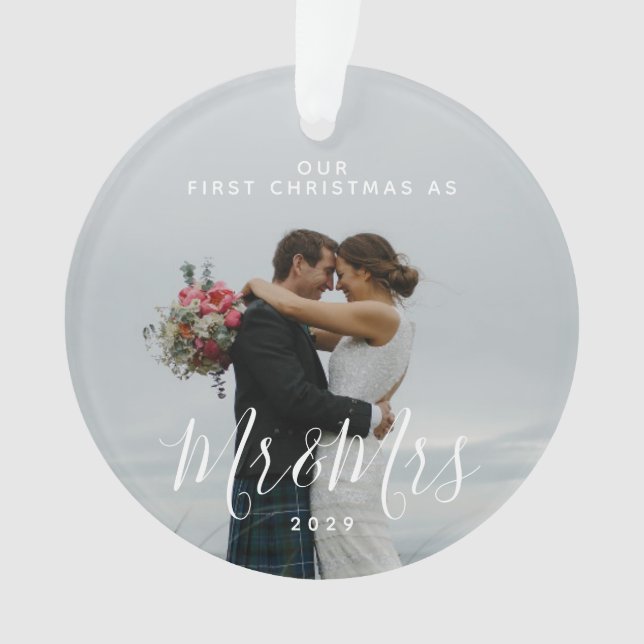 Our First Christmas As Mr and Mrs White Ornament (Front)