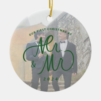 Our First Christmas as Mr. & Mr. Photo Ceramic Tree Decoration