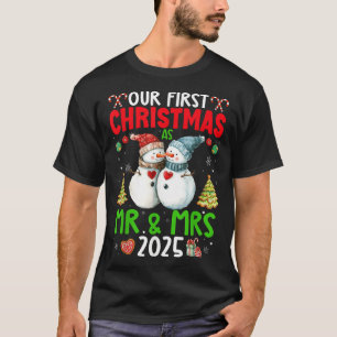 Our First Christmas As Mr Mrs 2025 Couple T-Shirt