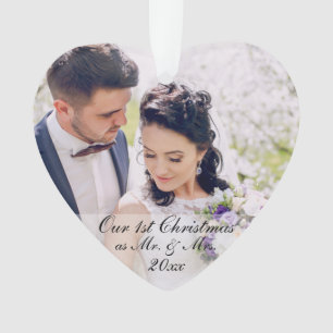 Our First Christmas as Mr. & Mrs. 2 Photo Ornament