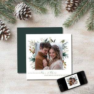 Our First Christmas as Mr. & Mrs. Botanical Holiday Card