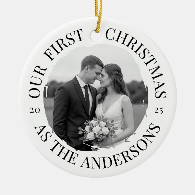 Our First Christmas as Mr & Mrs Ceramic Tree Decoration (Front)