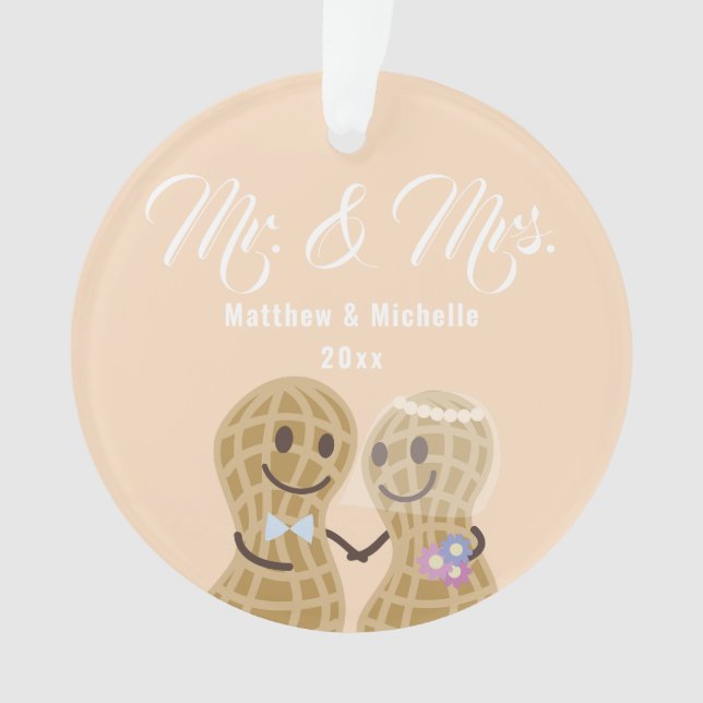 Our First Christmas as Mr & Mrs Cute Couple Photo Ornament (Front)