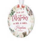 Our First Christmas as Mr Mrs Floral Wreath Photo