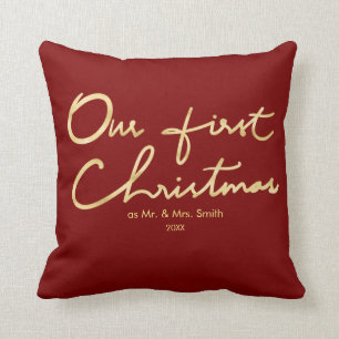 Our First Christmas as Mr. & Mrs.   For Newlyweds Cushion