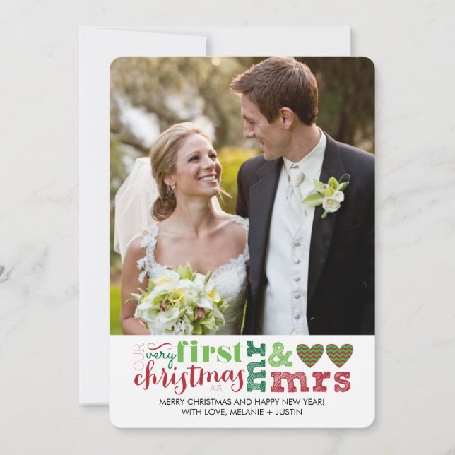 Our First Christmas as Mr & Mrs Holiday Card (Front)