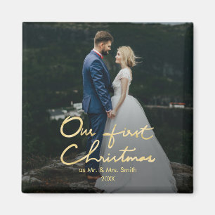 Our First Christmas as Mr. & Mrs. Keepsake Photo Magnet