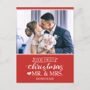 Our first Christmas as mr & mrs newlyweds Holiday Postcard