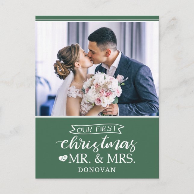 Our first Christmas as mr & mrs newlyweds Holiday Postcard (Front)