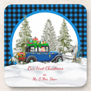 Our First Christmas As Mr. & Mrs. Ornament Beverag Coaster