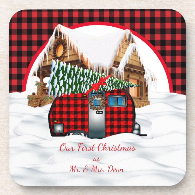 Our First Christmas As Mr. & Mrs. Ornament Coaster (Front)