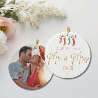 Our First Christmas as Mr. & Mrs. Personalised Ceramic Tree Decoration