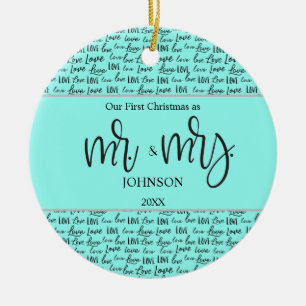 "Our First Christmas as Mr. & Mrs." Personalised K Ceramic Tree Decoration