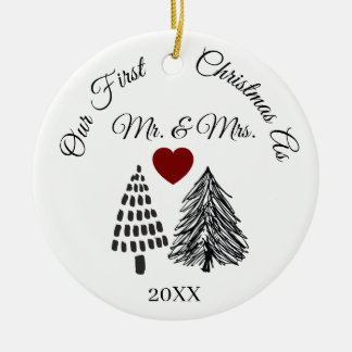 Our First Christmas As Mr. & Mrs Personalised Year Ceramic Tree Decoration