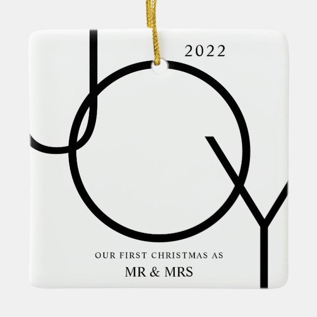 Our First Christmas As Mr & Mrs Photo Ceramic Ornament (Front)