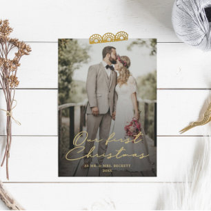 Our First Christmas As Mr. & Mrs. Photo Holiday Card