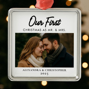 Our First Christmas as Mr. & Mrs. Photo Married Metal Tree Decoration