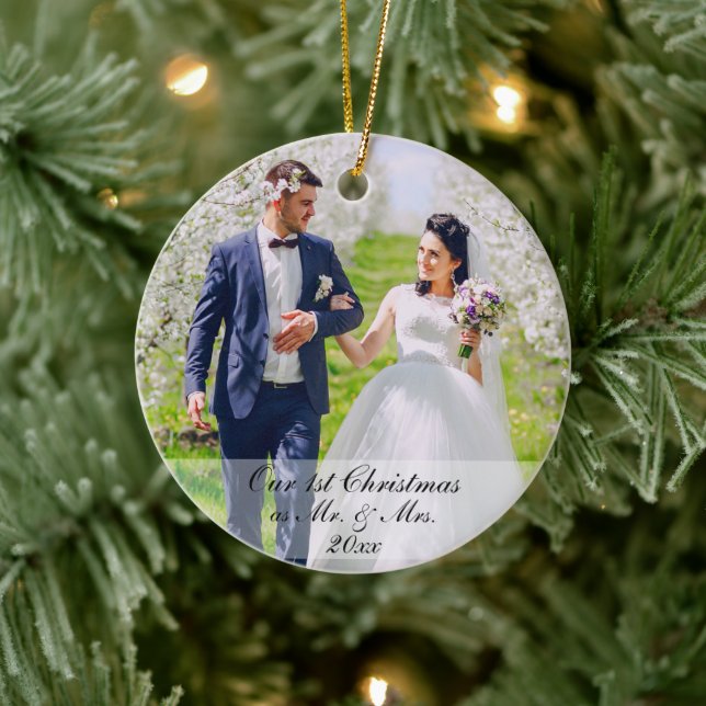 Our First Christmas as Mr. & Mrs. Photo Rd Ceramic Tree Decoration (Tree)