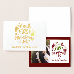 Our First Christmas as Mr. & Mrs. Real Gold Foil Card