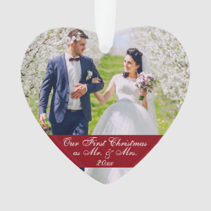 Our First Christmas as Mr. & Mrs. Wedding 2 Photo Ornament