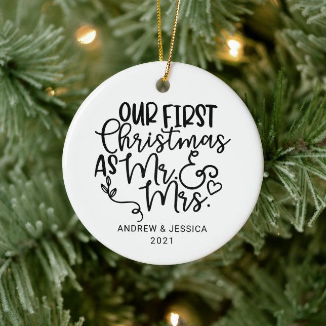 Our First Christmas as Mr. & Mrs. | Wedding Ceramic Tree Decoration (Tree)