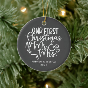 Our First Christmas as Mr. & Mrs. Wedding Ceramic Tree Decoration