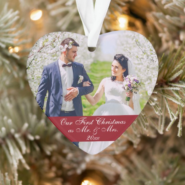 Our First Christmas as Mr. & Mrs. Wedding Heart Ornament (Tree)