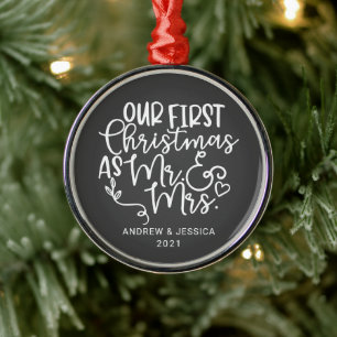 Our First Christmas as Mr. & Mrs. Wedding Metal Tree Decoration