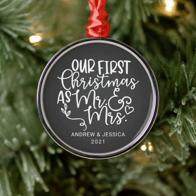 Our First Christmas as Mr. & Mrs. | Wedding Metal Tree Decoration (Tree)