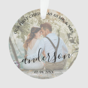 Our first Christmas as Mr. & Mrs. wedding photo Ornament