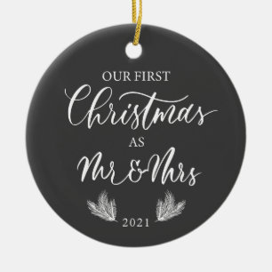Our First Christmas as Mr. & Mrs. with Year Ceramic Tree Decoration
