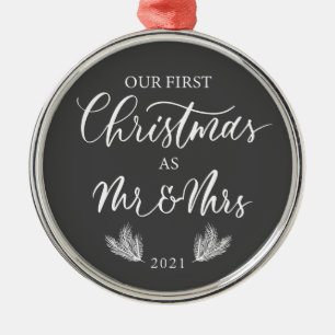 Our First Christmas as Mr. & Mrs. with Year Metal Tree Decoration