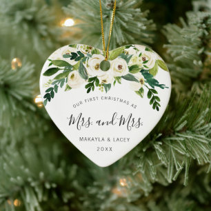 Our First Christmas as Mrs. and Mrs. Lesbian Photo Ceramic Tree Decoration