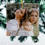 Our First Christmas as Mrs and Mrs wedding photo Ceramic Ornament<br><div class="desc">A modern typography for this photo ornaments collection. To customise with your favourite picture. You can also easily change the colour of the font to your liking.</div>
