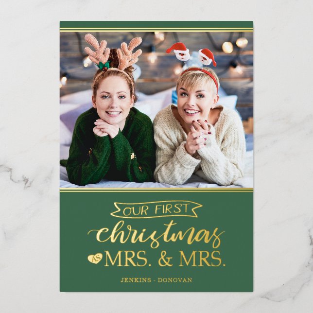 Our first Christmas as mrs & mrs lgbt Foil Holiday (Front)