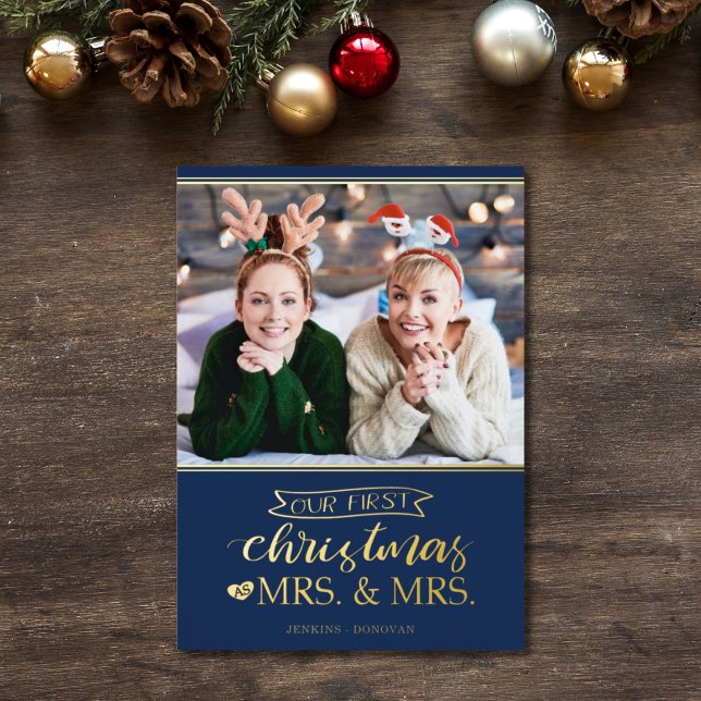 Our first Christmas as mrs & mrs lgbt Foil Holiday Card (Creator Uploaded)
