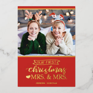 Our first Christmas as mrs & mrs lgbt Foil Holiday Card