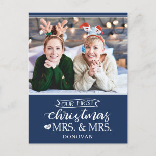 Our first Christmas as mrs & mrs newlyweds  Holiday Postcard