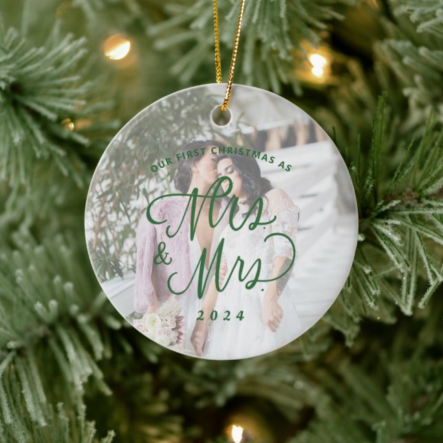Our First Christmas as Mrs. & Mrs. Photo Ceramic Tree Decoration (Tree)