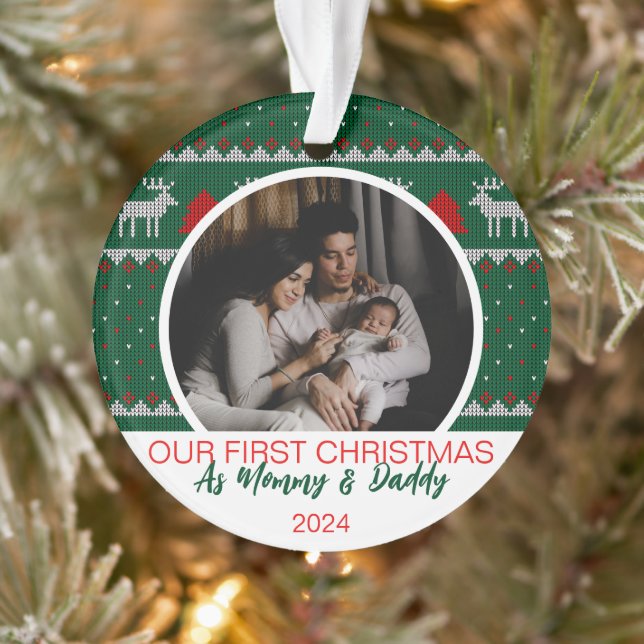 Our First Christmas as Mum and Dad Baby 2 Photo  Ornament (Tree)
