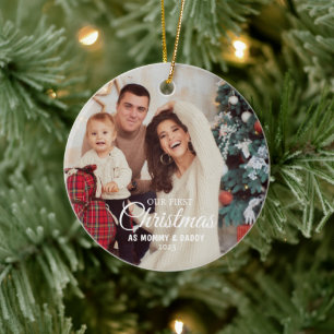 Our First Christmas as Mum and Dad Baby Photo Ceramic Tree Decoration