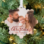 Our First Christmas as Mum and Dad Baby Photo  Tree Decoration Card<br><div class="desc">Our First Christmas as Mum and Dad Baby Photo Ornament Card</div>