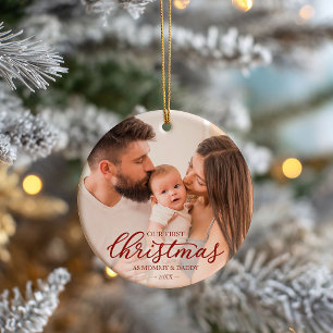 Our First Christmas as Mum and Dad Family Photo Ceramic Tree Decoration