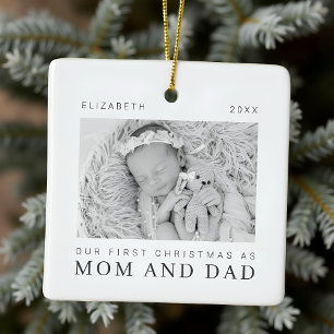 Our First Christmas as Mum and Dad Modern Chic Ceramic Ornament
