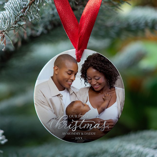 Our First Christmas as Mum and Dad Silver Foil Ornament (Creator Uploaded)