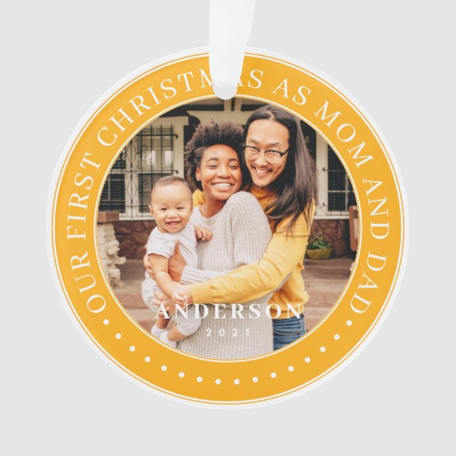 Our First Christmas As Mum And Dad Simple Photo Ornament (Front)