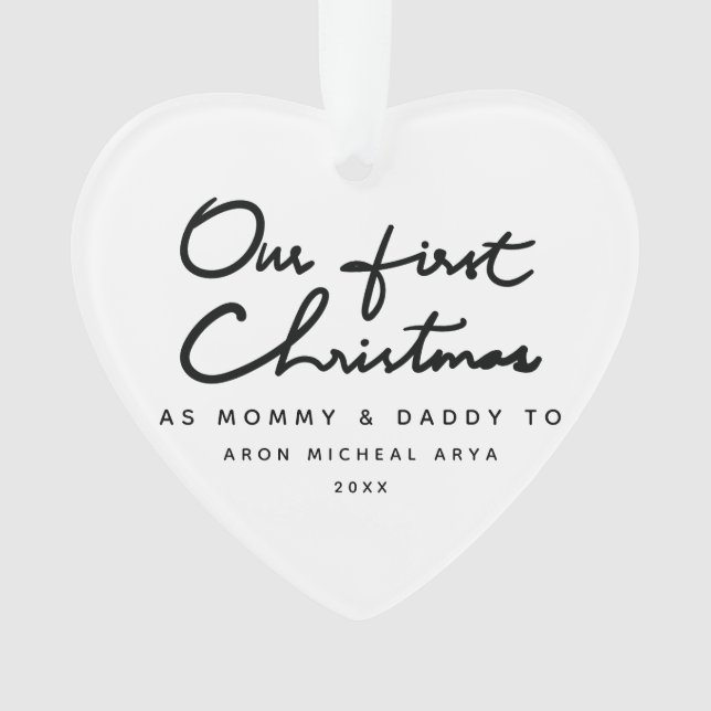 Our First Christmas as Mummy and Daddy Chic Ornament (Front)