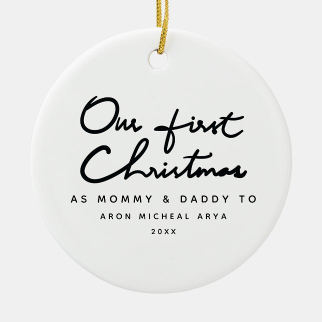 Our First Christmas as Mummy and Daddy Photo Ceramic Tree Decoration (Front)