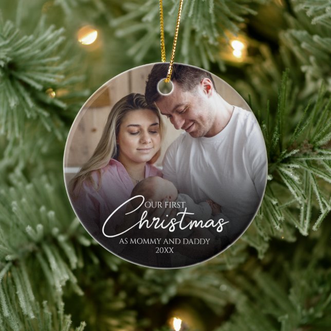 Our First Christmas As Mummy And Daddy Photo Ceramic Tree Decoration (Tree)